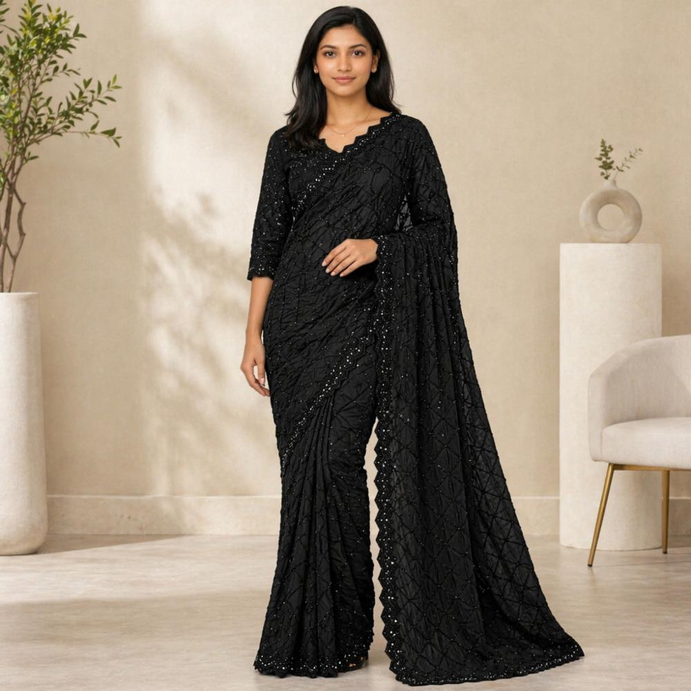 Pure Faux Georgette Designer Saree