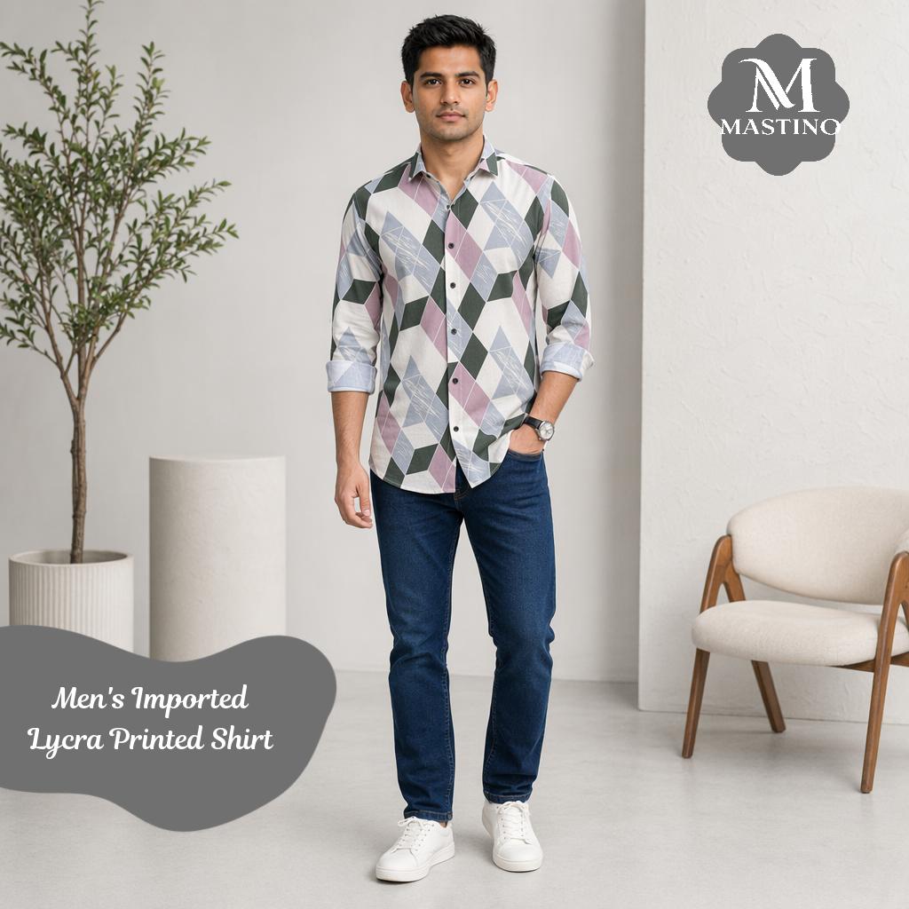 Men's Imported Lycra Printed Shirt