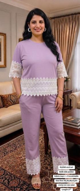 Premium Stretchable Co-ord Set with Lace