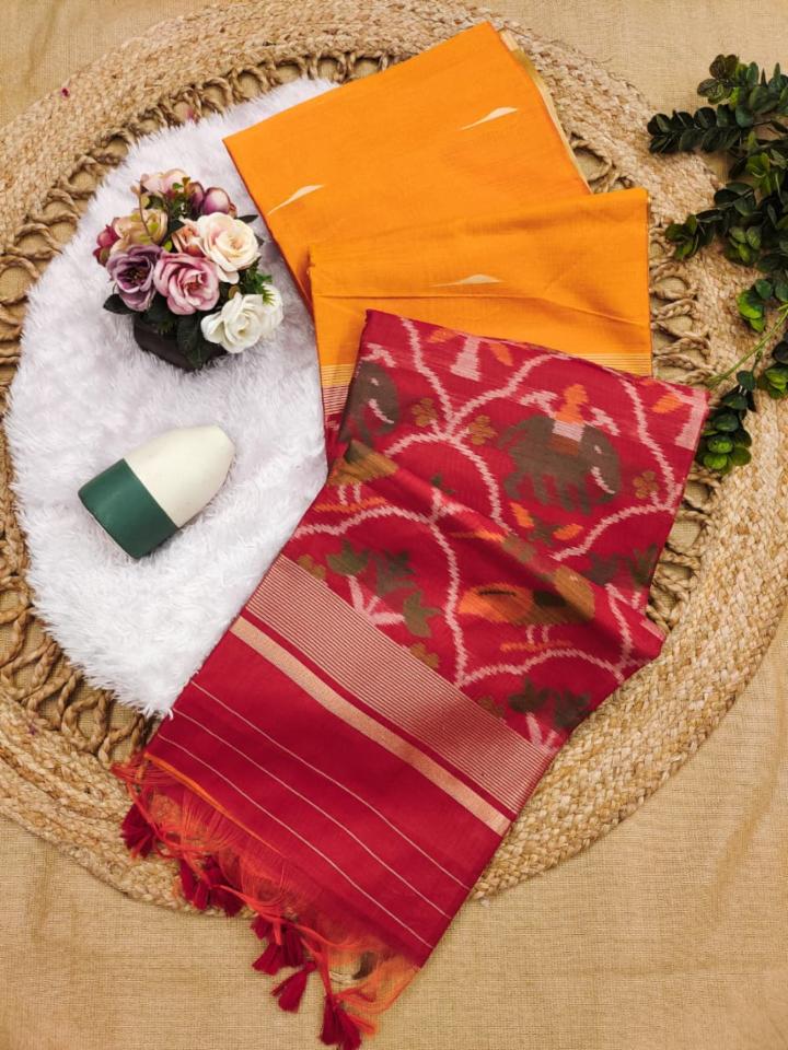 Khadi Raw Silk Saree with Pichwai Weaving and Zari Border
