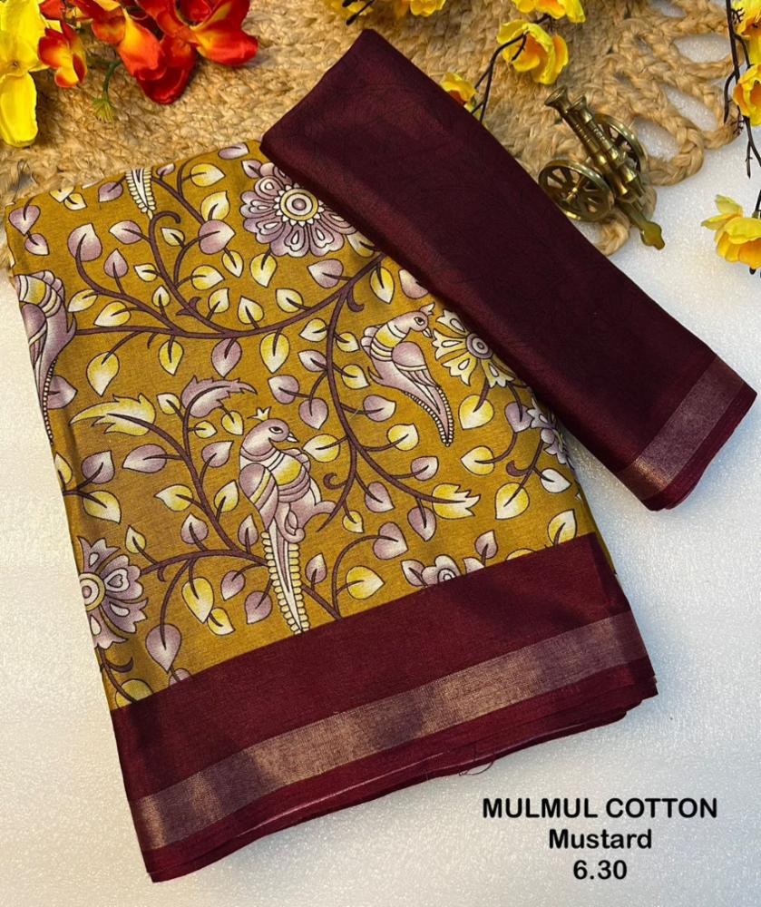 Soft Cotton Saree with Flower Design and Jacquard Border
