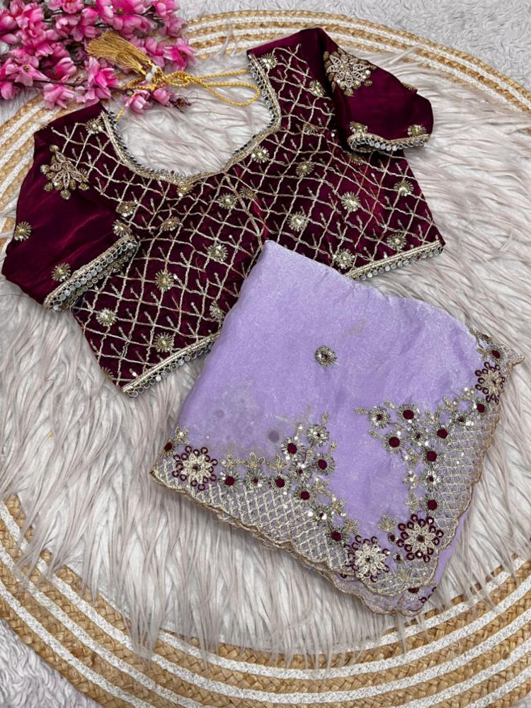Celebrity Glam Fendy Satin Silk Saree with Sequins & Coding Work