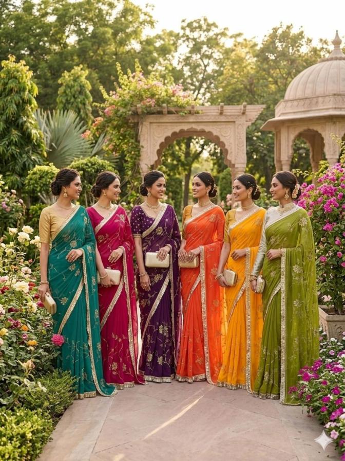 Gorgatte Embroidered Saree with Unstitched Blouse Piece