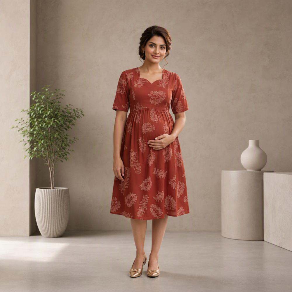 Maternity Feeding Dress with Invisible Zip 