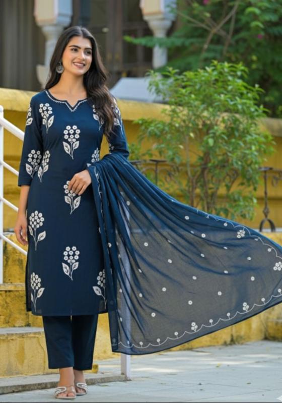 Suhani Premium Cotton 3-Piece Kurti Set
