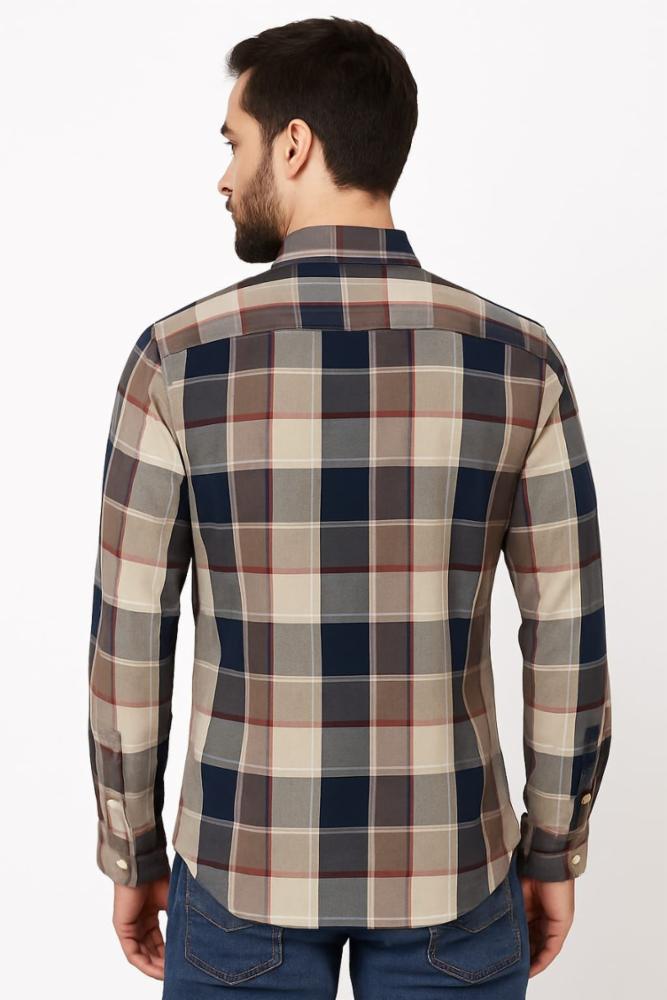 Frankwil Cotton Full Sleeves Checks Formal Shirt for Men 