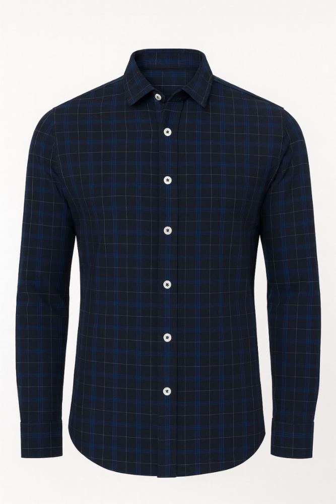 Men's Cotton Formal Full Sleeve Shirt with Check Pattern