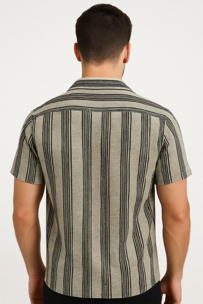 Multi-Colored Cotton Viscose Half Sleeves Men's Shirt with Check Pattern