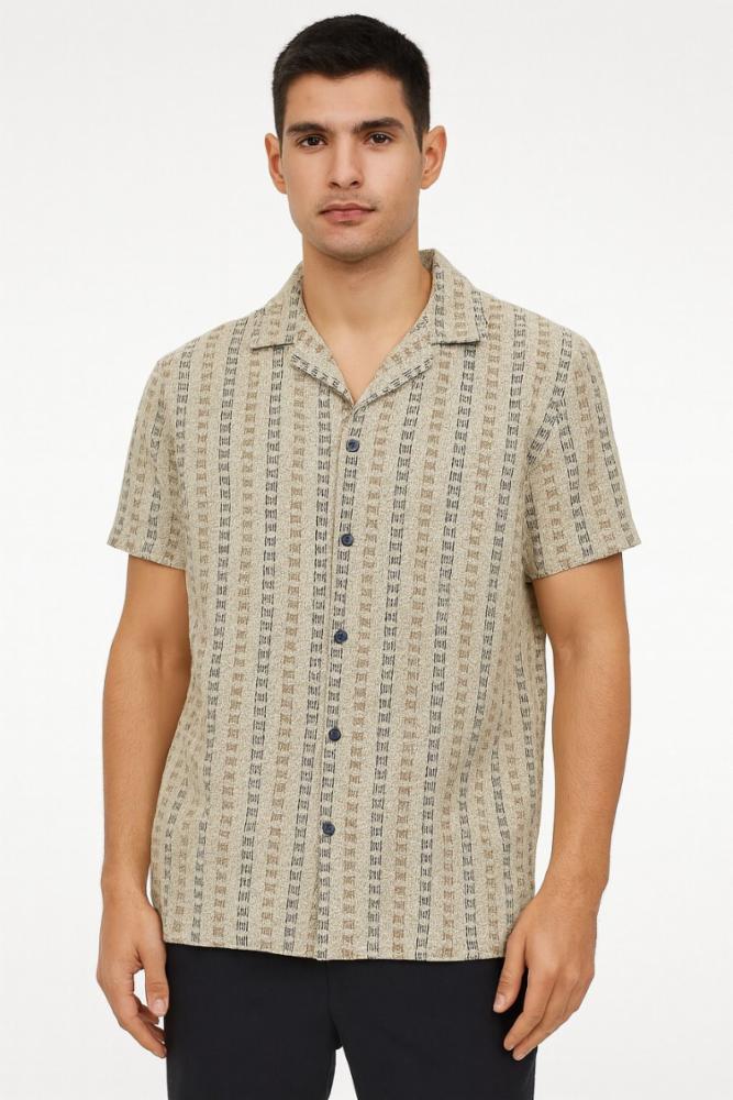 Men's Cotton Viscose Half Sleeves Shirt with Checks Pattern