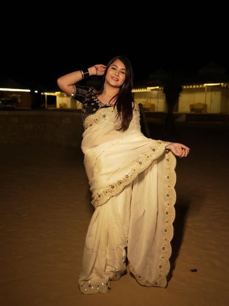 Fendy Sartin Embroidered Sequin Work Satin Saree with Heavy Embroidered Blouse