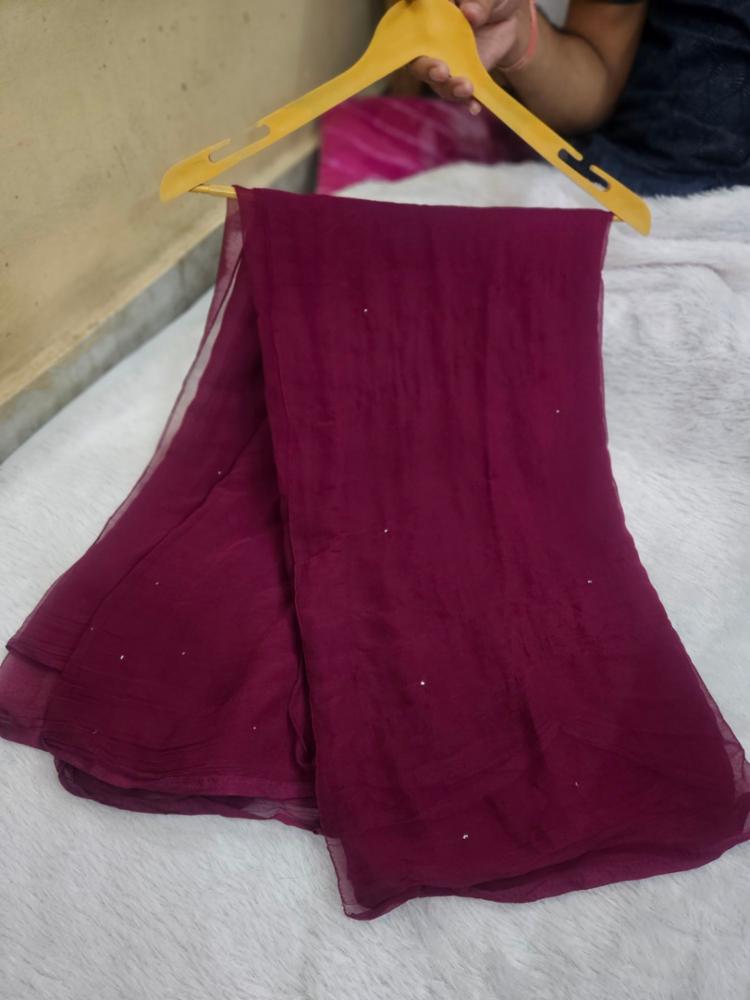 Semi Chiffon Mukesh Work Saree