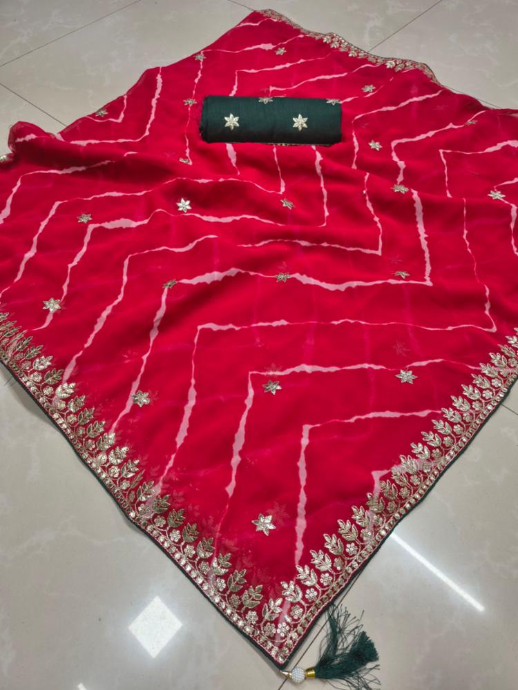 Rajasthani Chiffon Saree with Gota Work