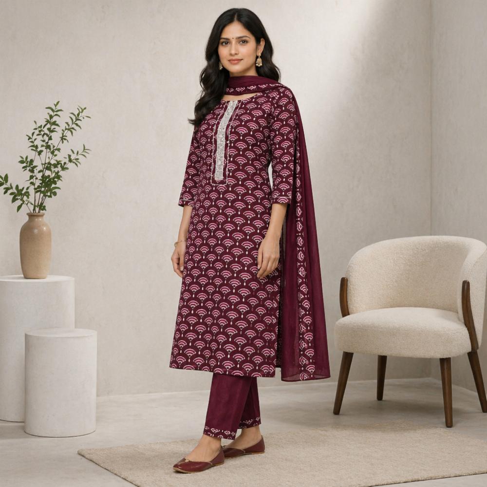 Cotton Unstitched Suit Set