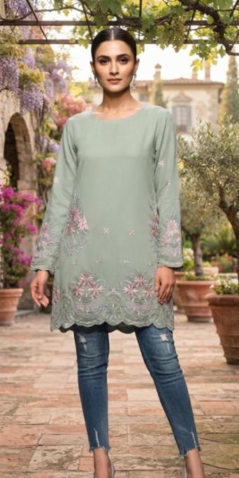 Elegant Embroidered Silk Blend Kurti