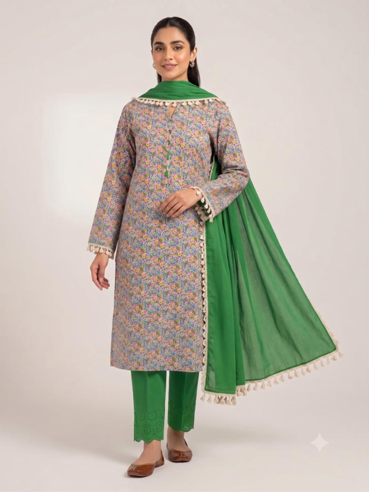 Unstitched Pure Cotton Printed Suit Set with Dupatta