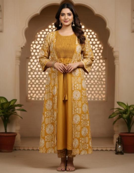 Women's Cotton Blend A-Line Long Kurti | Below Knee