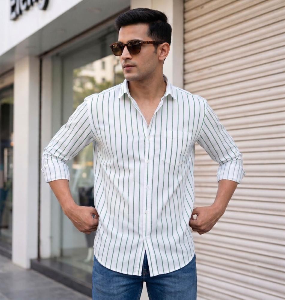 Men's Premium Cotton Laffer Striped Shirt