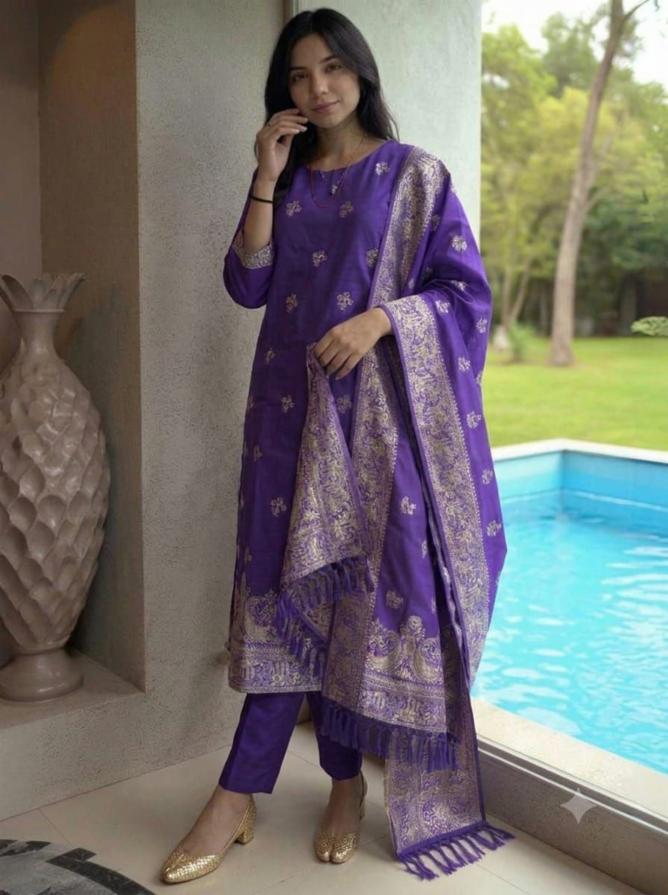 Banarasi 3 piece kurta duppta set 