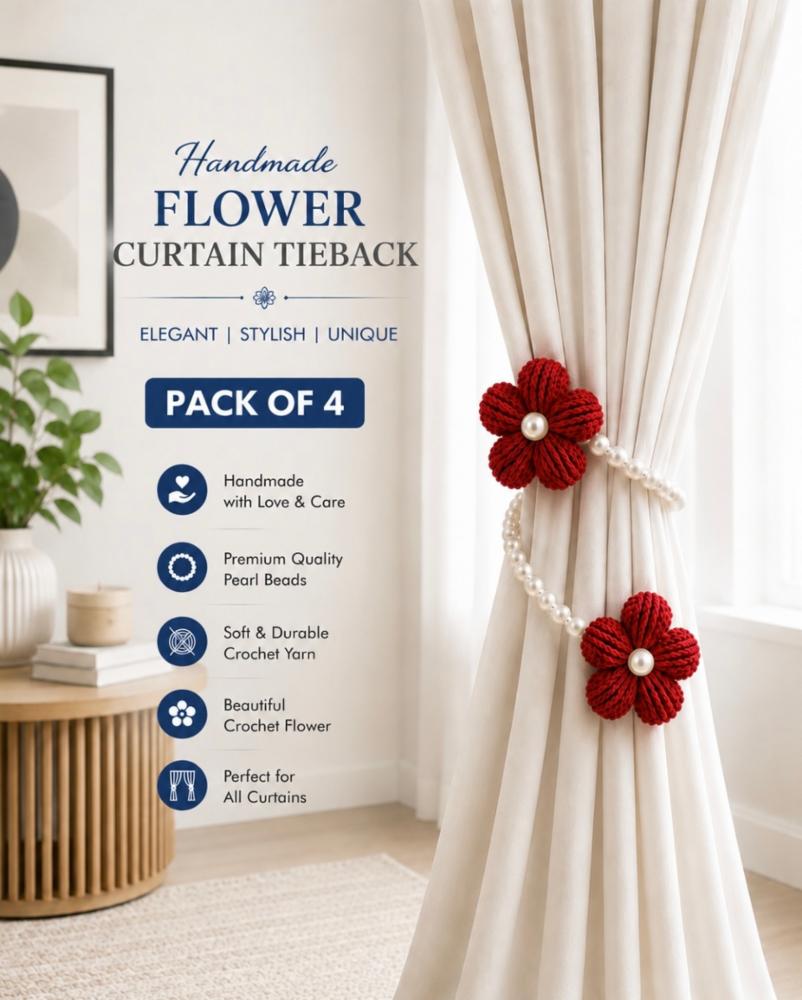 Handmade Crochet Curtain Tie Rope, 4 Pc Pack