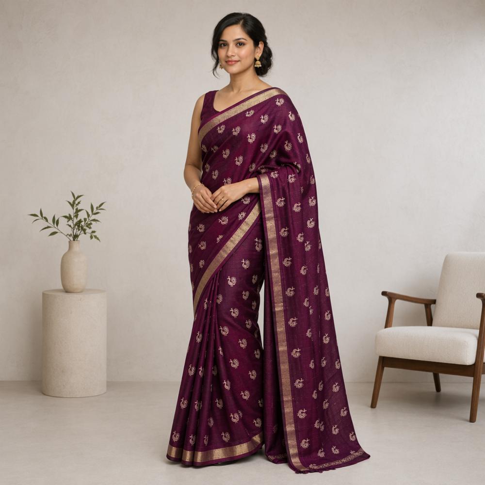 Chinon Silk Saree with Jari Work All Over