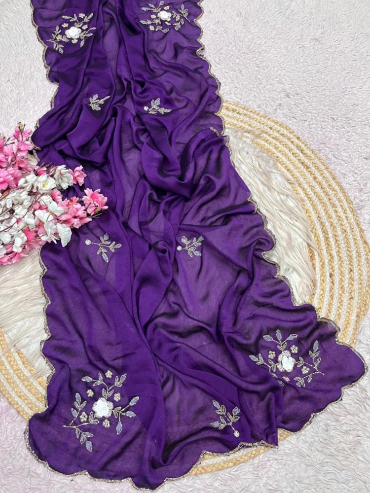 Soft Rangoli Crush Saree with Cutdana and Double Layer Arco Border