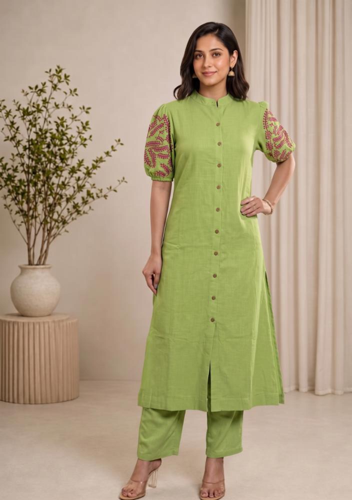 Embroidered Cotton Sulb Co-ord Set with Plazo