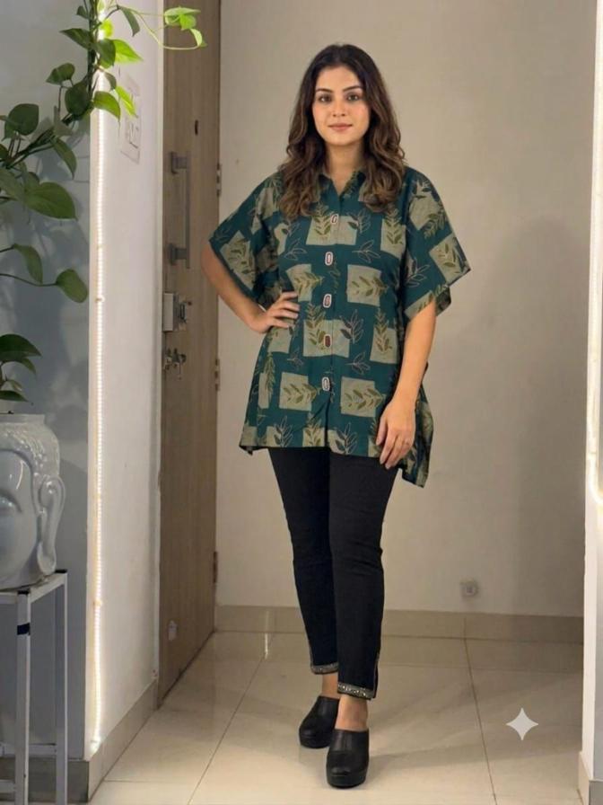 pure cotton mirror work kaftan 