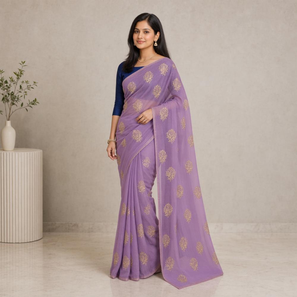 Rajwadi Butta Work Georgette Saree with Unstitched Blouse