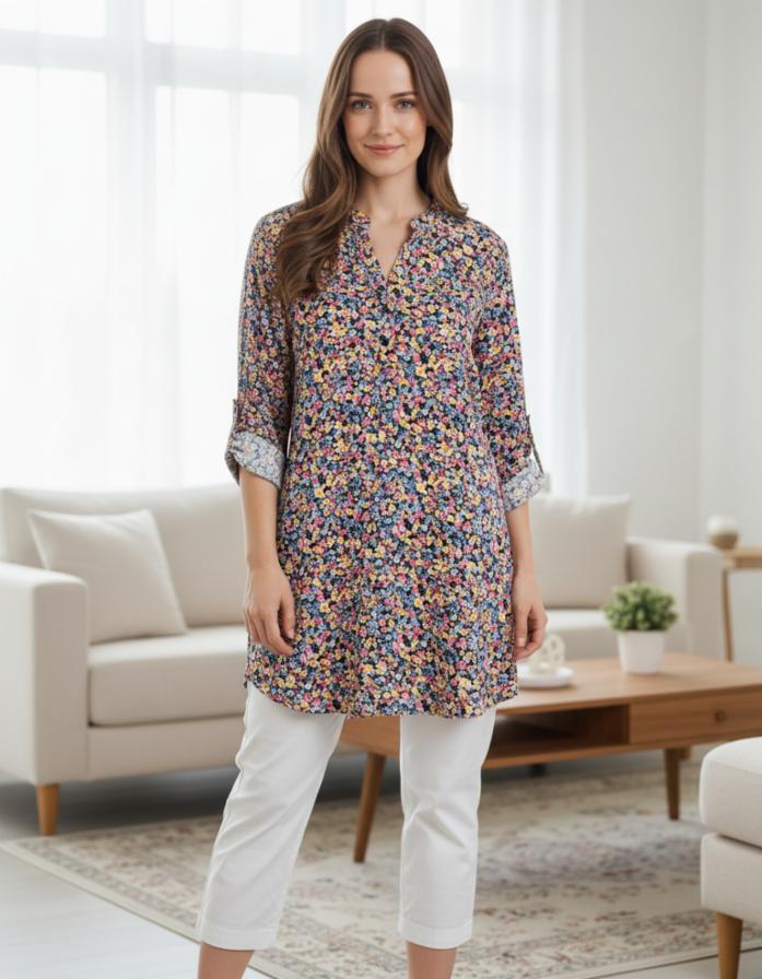 Women's Floral Printed Short Kurti