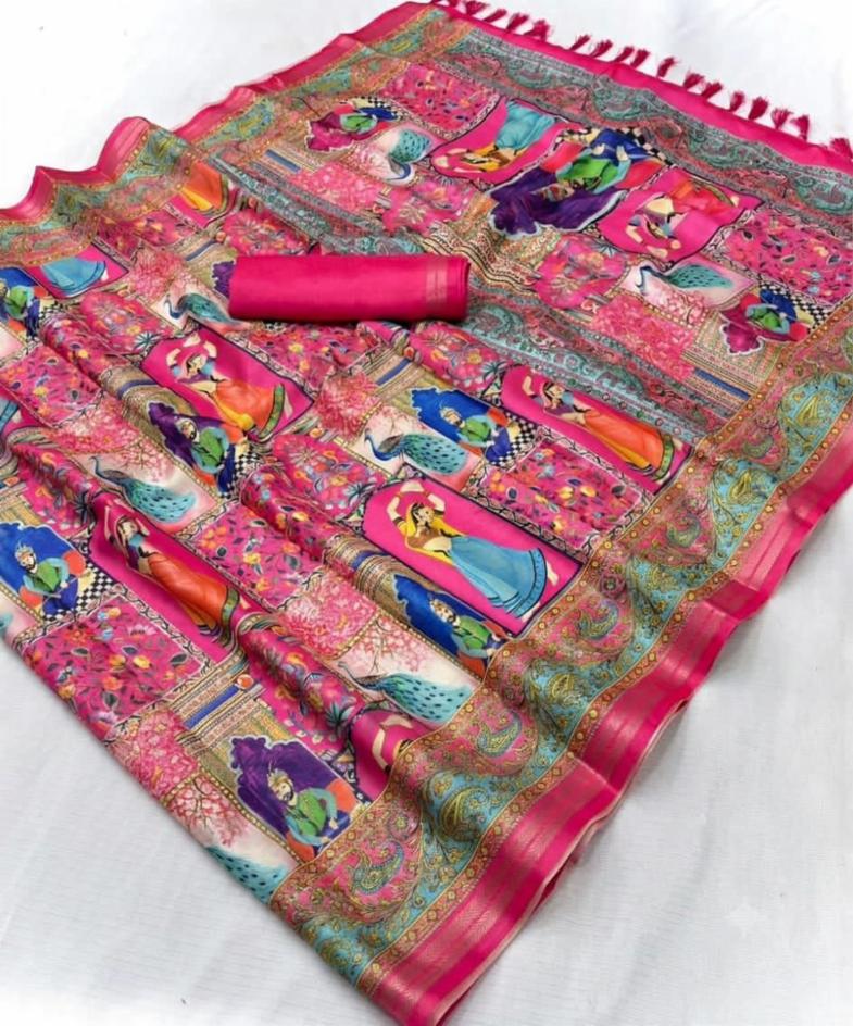 Rajwadi Pure Crape Silk Saree | Royal Rani Pink Elegance