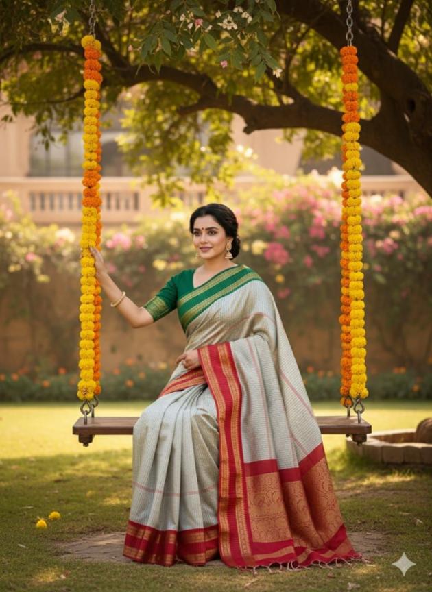 Semi Kanjivaram Banarasi Silk Saree with Designer Blouse