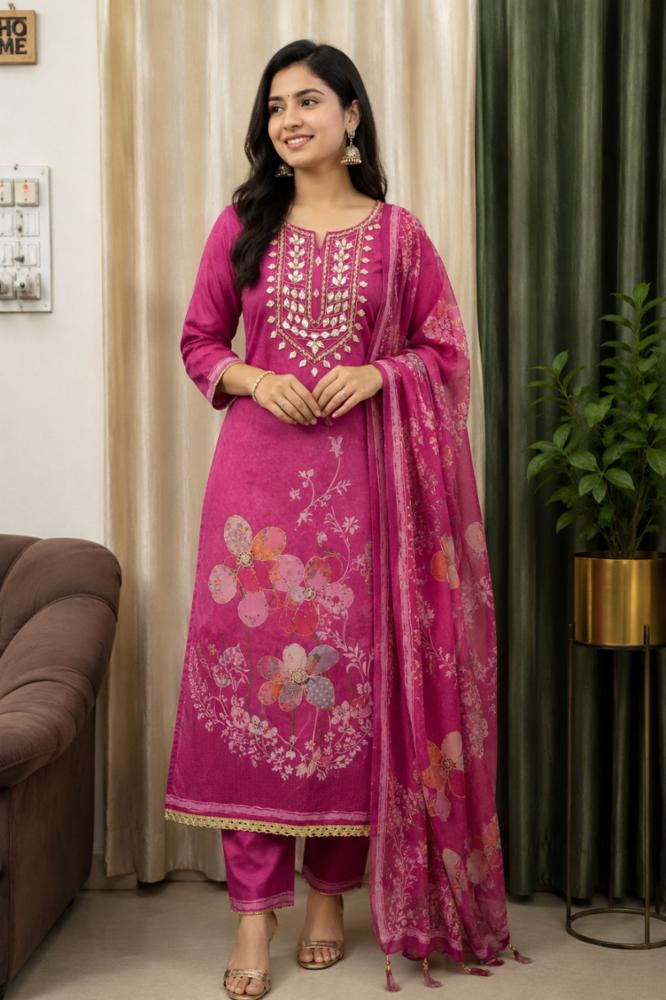 Designer Gota Patti Work Unstitched Suit 