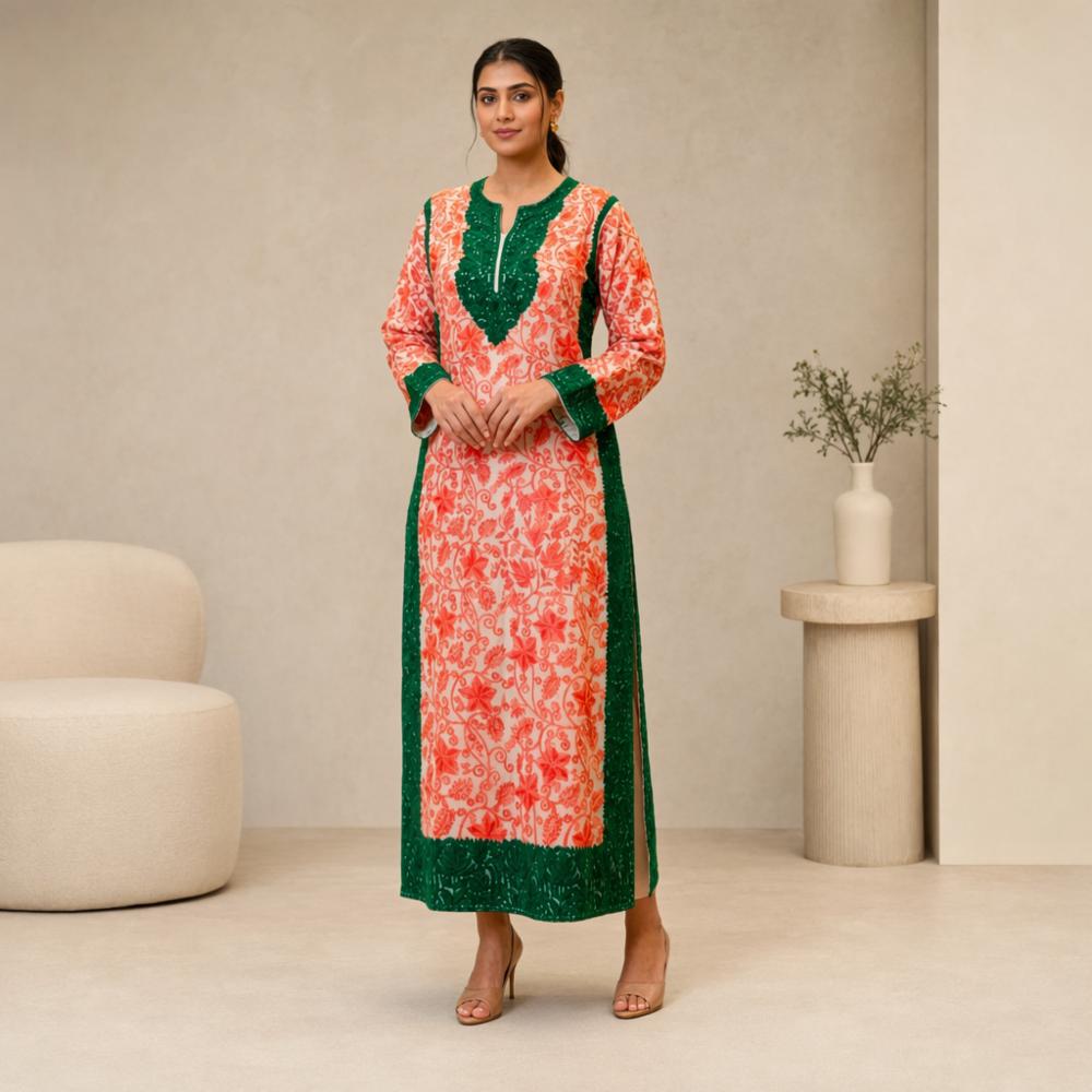 Aari Work Long Kurti in Georgette with Embroidery