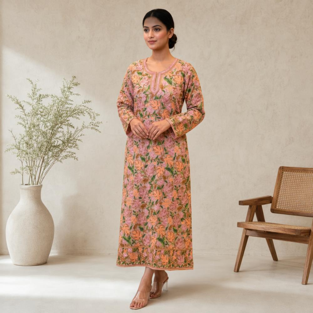 Aari Work Long Kurti in Georgette with Embroidery