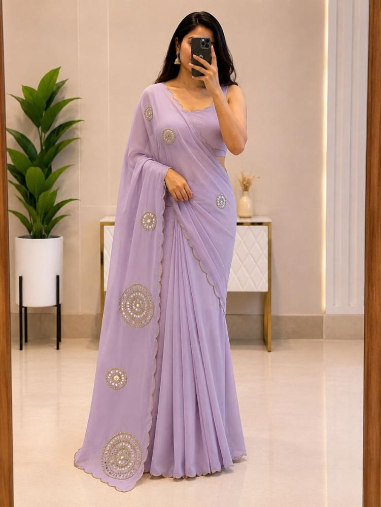 Pure Georgette Handwork Saree with Georgette Blouse