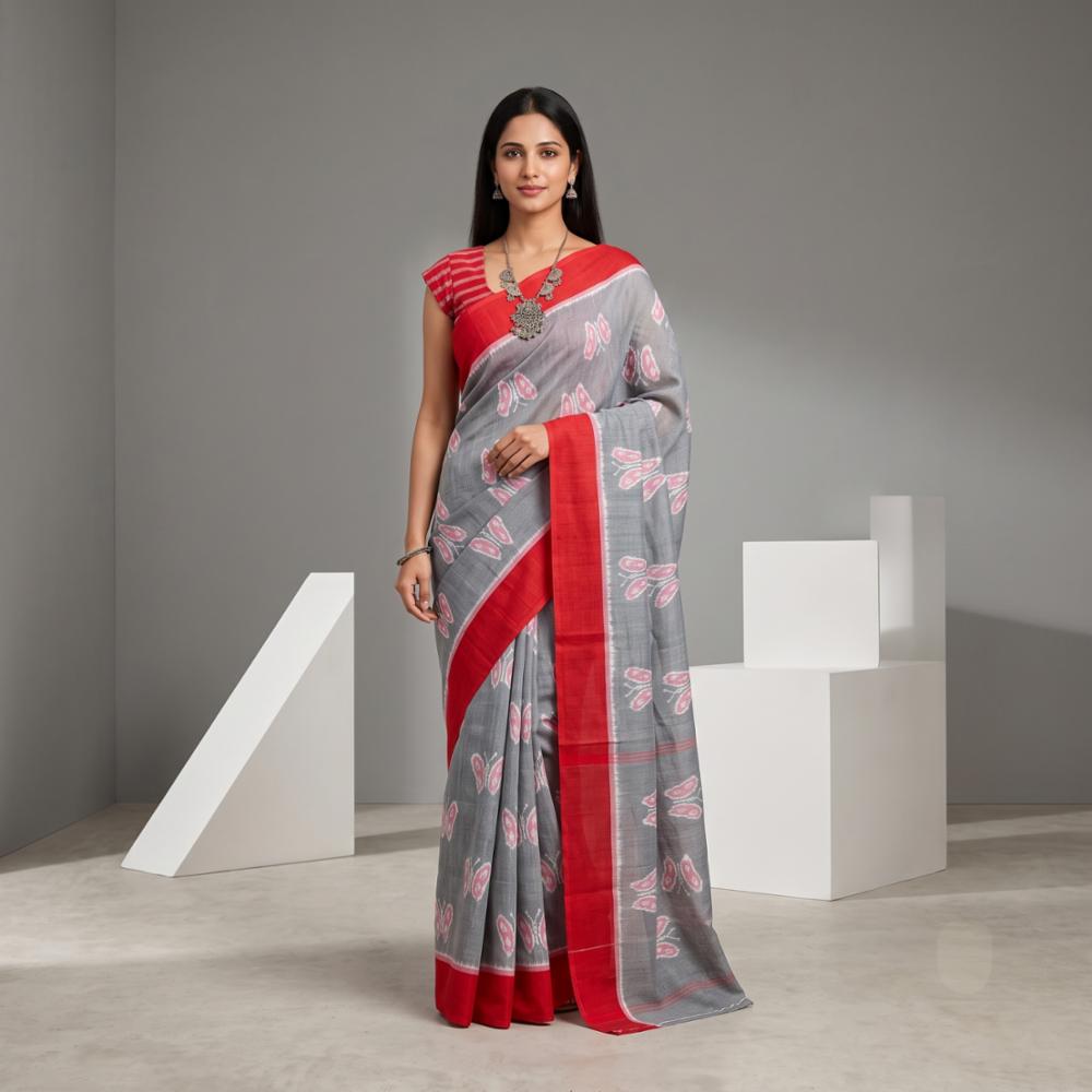 Digital Printed Linen Saree with Blouse