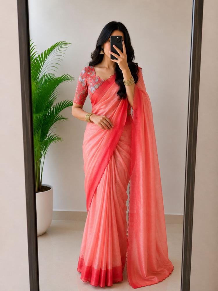 Kota Chex Digital Print Saree with Contrast Border and Printed Kalamkari Blouse
