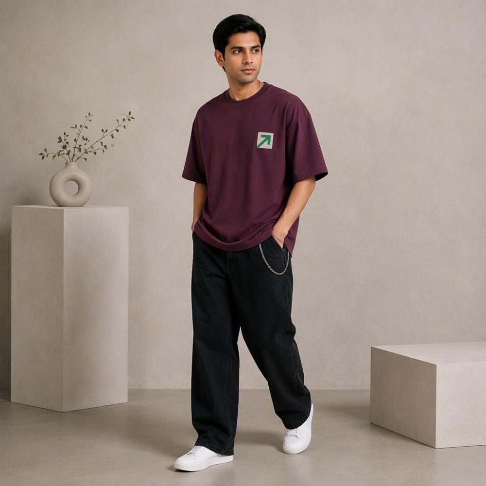 Chocolate Cotton Drop Shoulder T-Shirt 