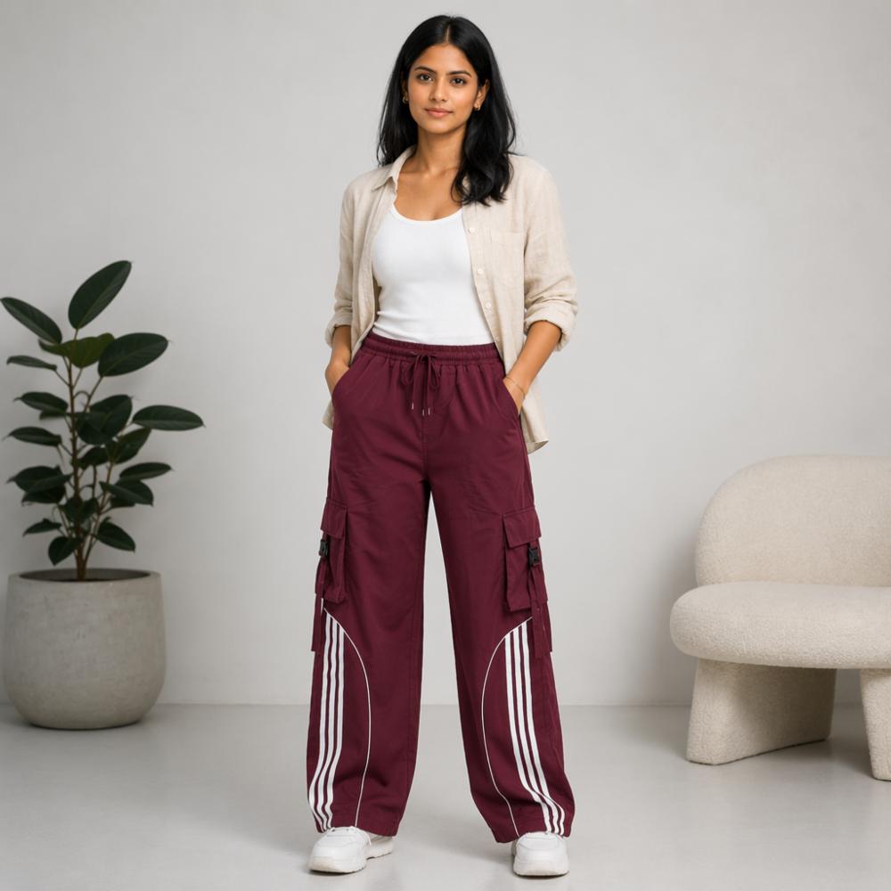 Women's Premium Side Piping Cargo Pant | Imported NS Fabric