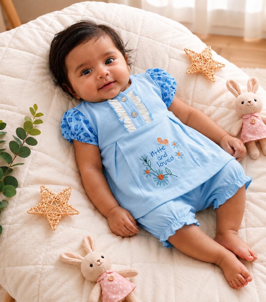 Baby Girls Pure Cotton Frock with Nicker