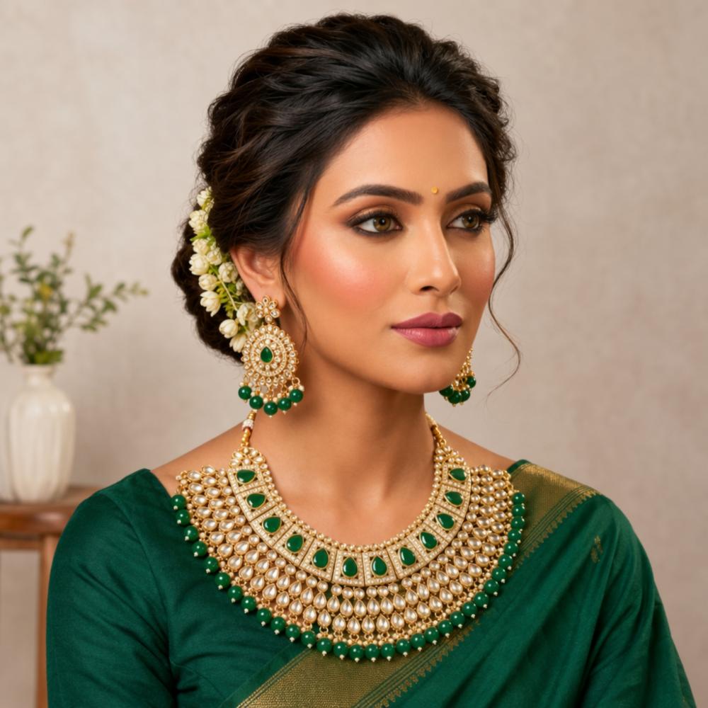 Heera Gold Plated Kundan Choker and Earrings Set