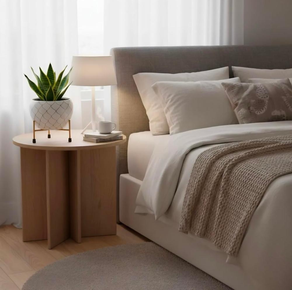 White Geometric Pot with Gold Metal Stand