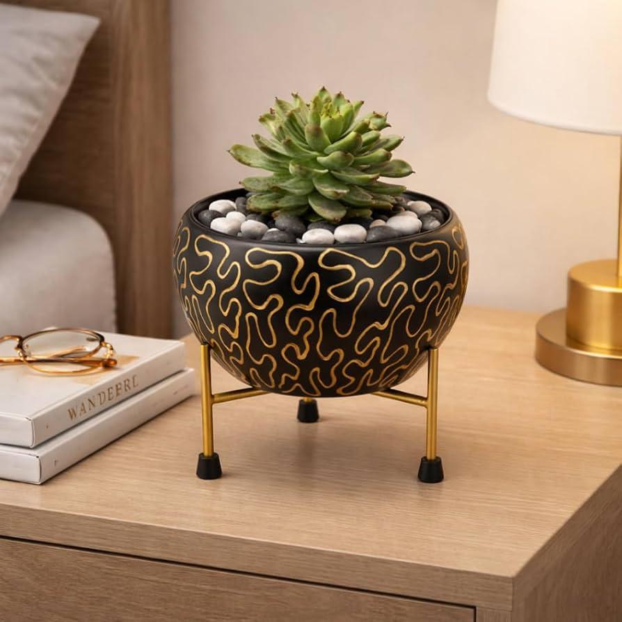 Metal Flower Vase Planter Pot with Iron Stand
