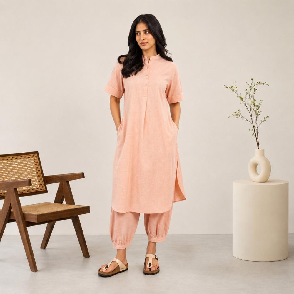 Kurta with Afghani Pant Set with Side Pockets