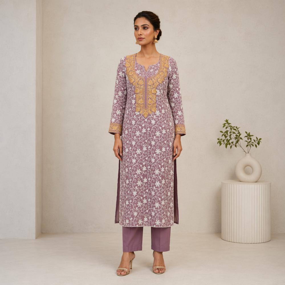 Aari Work Short Kurti in Georgette with Embroidery
