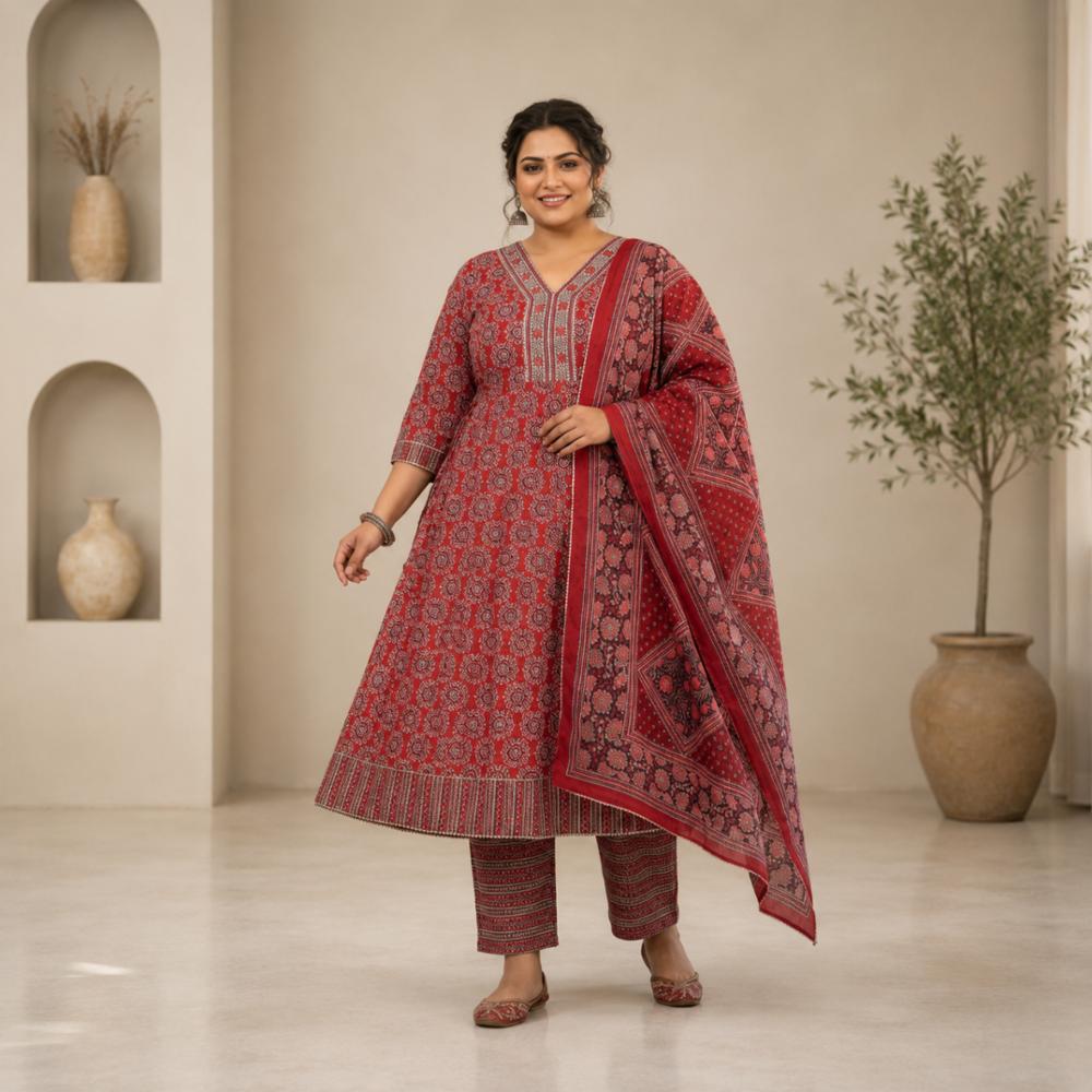Plus Size Anarkali Kurti Pant Dupatta
