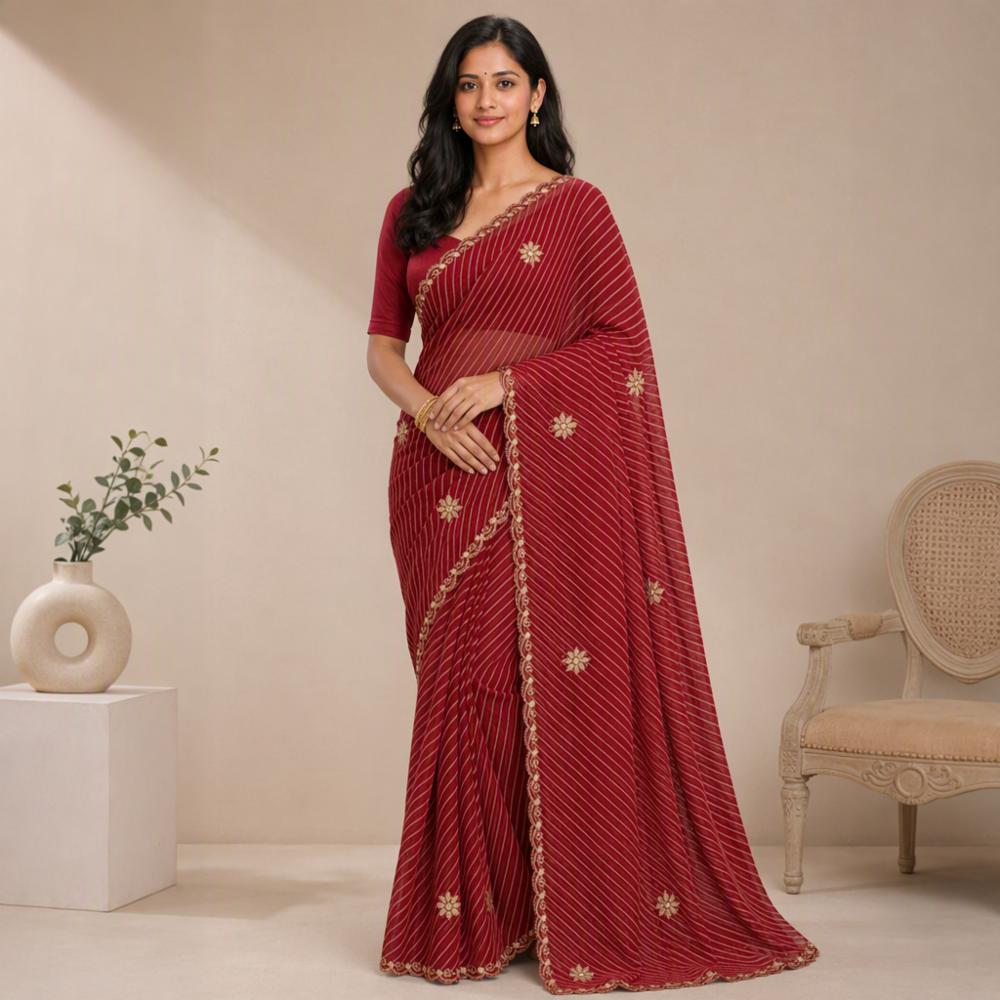 Rajasthani Lahriya Synthetic Georgette Saree