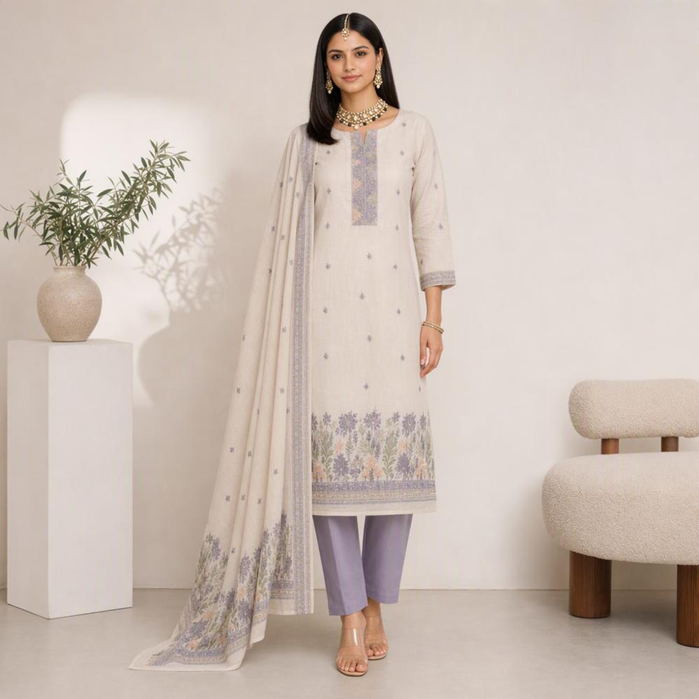 Cotton Linen Unstitched Suit