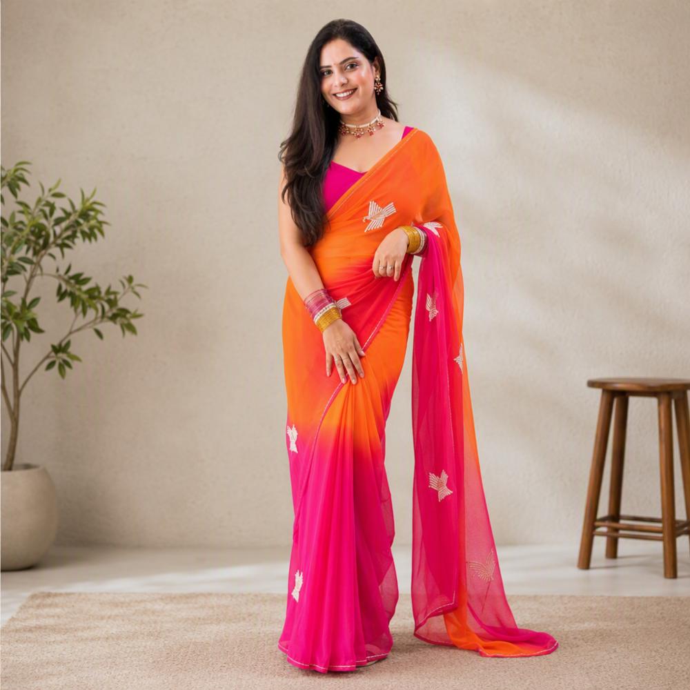 Half Pure Chiffon Saree