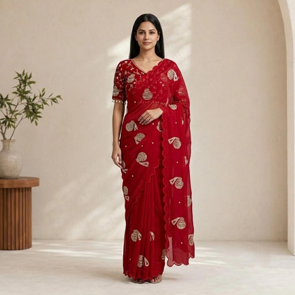 Hand Work Saree with Cut Work Arko Border